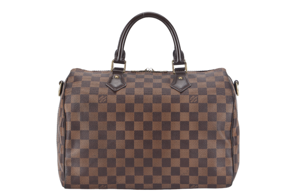 LOUIS VUITTON SPEEDY BANDOULIERE 30 (N41367) DAMIER EBENE CANVAS GOLD HARDWARE WITH DUST COVER