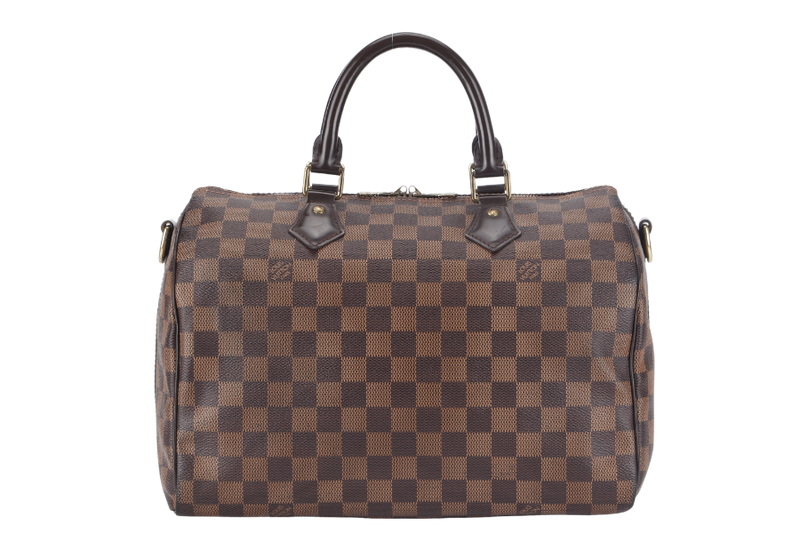 LOUIS VUITTON SPEEDY BANDOULIERE 30 (N41367) DAMIER EBENE CANVAS GOLD HARDWARE WITH DUST COVER