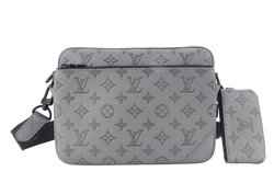 LOUIS VUITTON M46603 TRIO MESENGER BAG GREY MONOGRAM SHADOW BLACK HARDWARE WITH DUST COVER