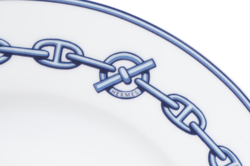HERMES CHAINE D'ANCRE PORCELAIN PLATE WITH BOX