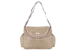 GUCCI DIAPER BAG 123326.002058 LARGE BEIGE & PINK GG MONOGRAM CANVAS GOLD HARDWARE WITH DUST COVER