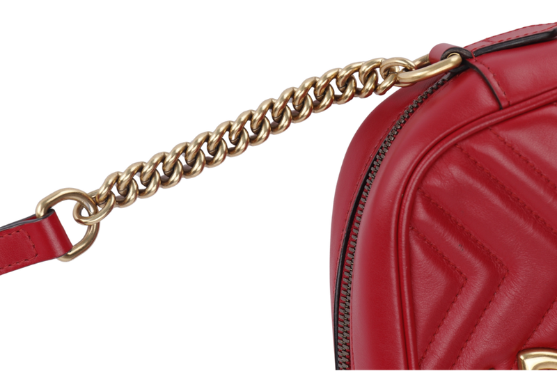 Gucci GG Marmont Shoulder Bag (447632 204991) Red Color Leather Gold Hardware No Dust Cover