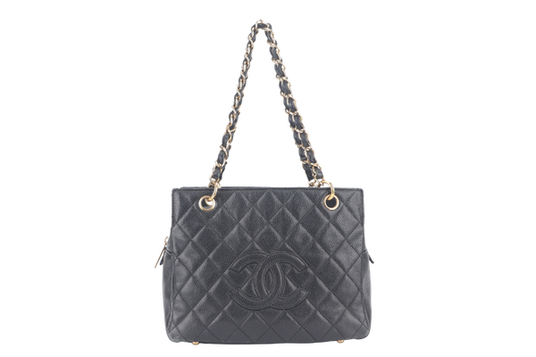 CHANEL PST BLACK CAVIAR LEATHER GOLD HARDWARE (1319xxxx) WITH CARD NO DUST COVER