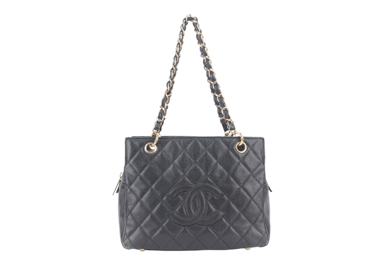 CHANEL PST BLACK CAVIAR LEATHER GOLD HARDWARE (1319xxxx) WITH CARD NO DUST COVER