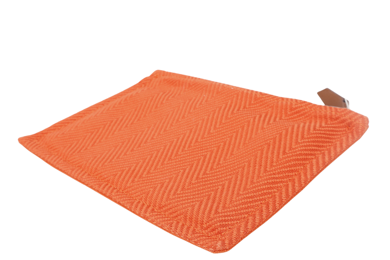 HERMES TROUSSE PLATE PM ORANGE CANVAS SILVER HARDWARE NO DUST COVER