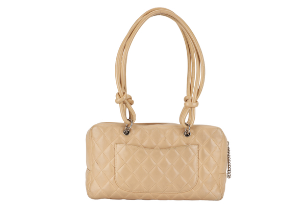 CHANEL VINTAGE CAMBON BOWLER BAG (1023xxxx) BEIGE LAMBSKIN WITH DUST COVER AND BOX