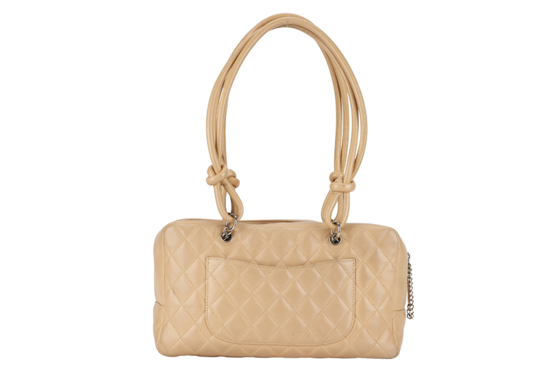 CHANEL VINTAGE CAMBON BOWLER BAG (1023xxxx) BEIGE LAMBSKIN WITH DUST COVER AND BOX