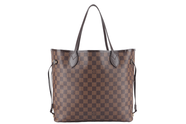 LOUIS VUITTON NEVERFULL MM DAMIER EBENE CANVAS GOLD HARDWARE WITH DUST COVER