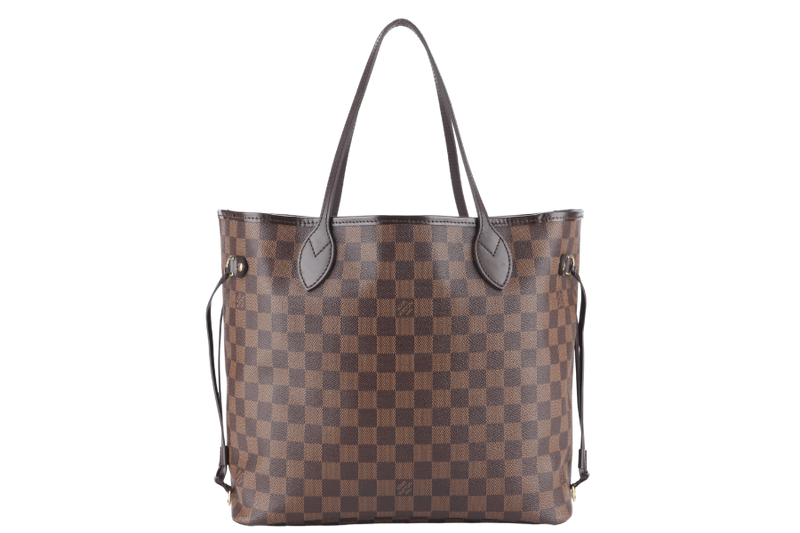 LOUIS VUITTON NEVERFULL MM DAMIER EBENE CANVAS GOLD HARDWARE WITH DUST COVER