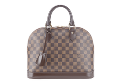 LOUIS VUITTON N53151 ALMA PM DAMIER EBENE CANVAS GOLD HARDWARE WITH LOCK&KEYS, DUST COVER AND BOX