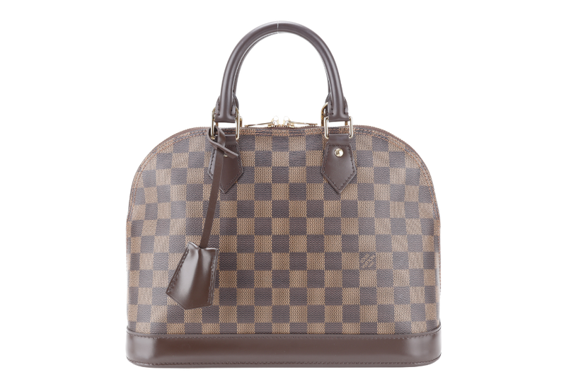 LOUIS VUITTON N53151 ALMA PM DAMIER EBENE CANVAS GOLD HARDWARE WITH LOCK&KEYS, DUST COVER AND BOX