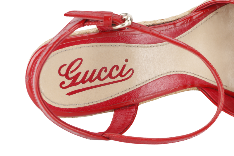 GUCCI WEDGES SANDALS RED SIZE 38