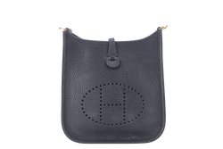 HERMES EVELYNE TPM BLUE INDIGO STAMP C (YEAR 2018) ROSE x ROUGH H STRAP GOLD HARDWARE WITH BOX, NO DUST COVER