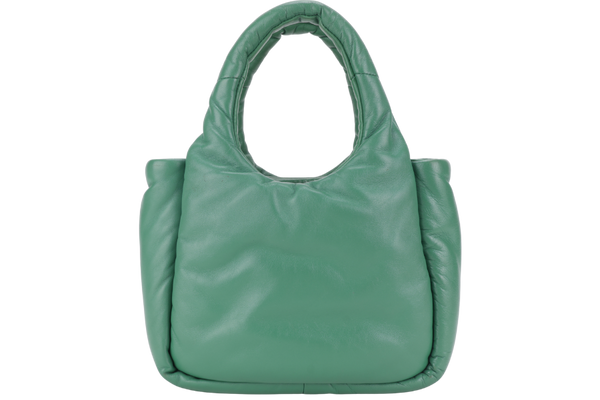 PRADA SOFT PADDED GREEN LEATHER SILVER HARDWARE WITH BOX