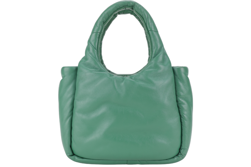 PRADA SOFT PADDED GREEN LEATHER SILVER HARDWARE WITH BOX