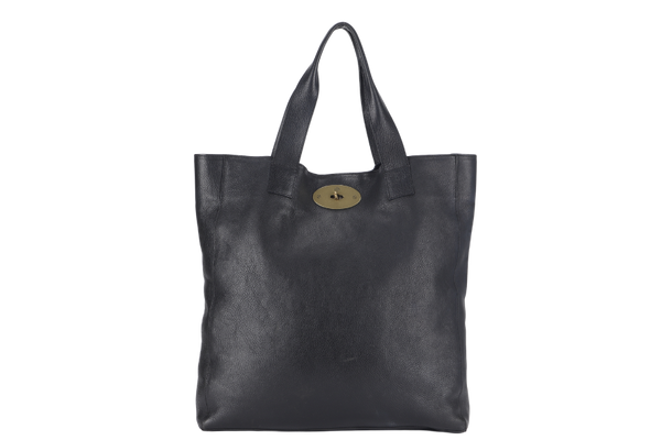 MULBERRY LARGE BLACK LEATHER TOTE GOLD HARDWARE WITH DUST COVER