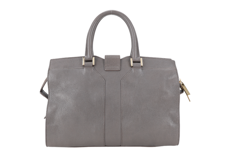 YVES SAINT LAURENT (YSL) CABAS Y LIGNE DARK GREY LEATHER GOLD HARDWARE WITH DUST COVER AND STRAPS