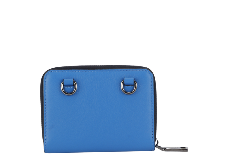 VALENTINO GARAVANI BLUE LEATHER V LOGO CAMERA CROSSBODY BAG RUTHENIUM HARDWARE WITH STRAPS, DUST COVER AND BOX