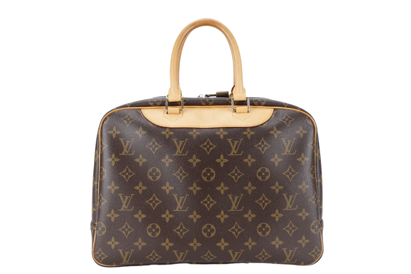 LOUIS VUITTON M47270 DEAUVILLE HAND BAG BROWN MONOGRAM CANVAS GOLD HARDWARE WITH DUST COVER