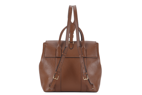 MULBERRY BAYSWATER TOTE BACKPACK BROWN LEATHER GOLD HARDWARE WITH BACKPACK STRAP AND DUST COVER