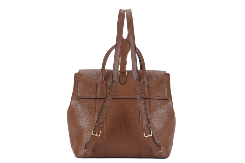 MULBERRY BAYSWATER TOTE BACKPACK BROWN LEATHER GOLD HARDWARE WITH BACKPACK STRAP AND DUST COVER