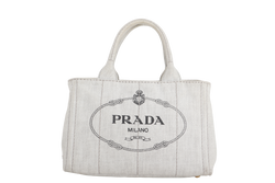 PRADA 1BG439 SMALL DENIM CANAPA CANVAS 2WAYS BAG GOLD HARDWARE WITH CARD, STRAP AND DUST COVER