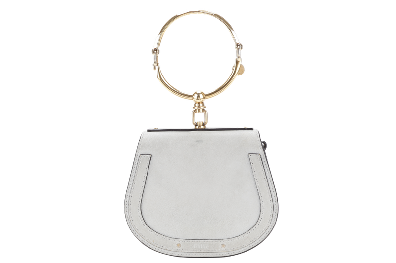 CHLOE NILE BRACELET SHOULDER BAG ETAIN CALF LEATHER GOLD HARDWARE WITH DUST COVER AND STRAPS