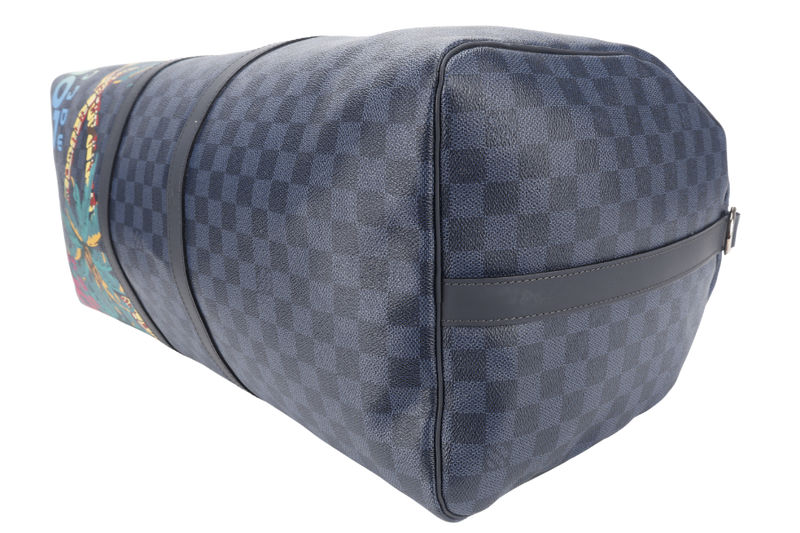 LOUIS VUITTON KEEPALL BANDOULIERE JUNGLE 55 DAMIER COBALT GOLD HARDWARE NO STRAP AND NO DUST COVER