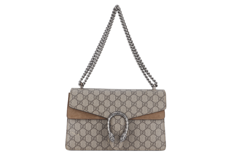 GUCCI DIONYSUS MEDIUM (400249 498879) BROWN SILVER HARDWARE 2WAYS BAG WITH DUST COVER