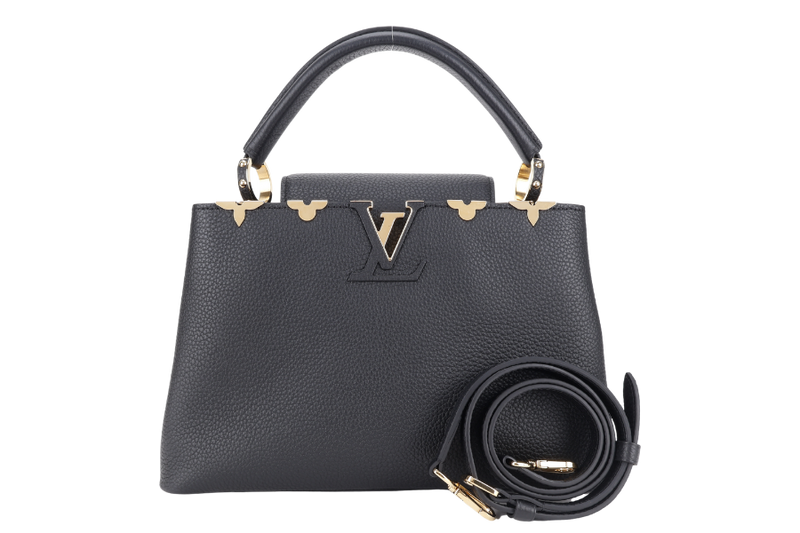 LOUIS VUITTON M54663 CAPUCINES MM BLACK LEATHER GOLD HARDWARE NO DUST COVER