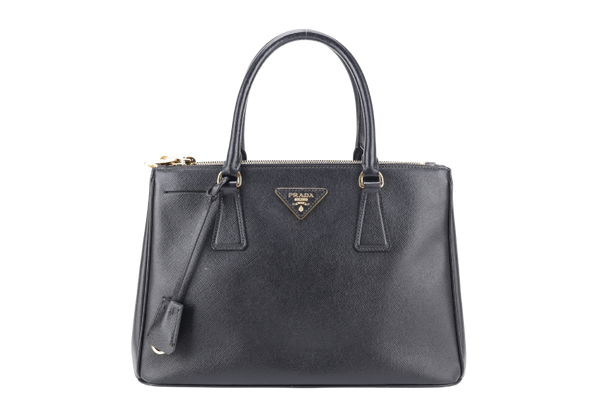 PRADA BLACK GALLERIA SMALL SAFFIANO LEATHER GOLD HARDWARE WITH STRAPS NO DUST COVER