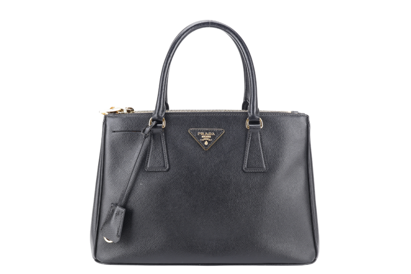 PRADA BLACK GALLERIA SMALL SAFFIANO LEATHER GOLD HARDWARE WITH STRAPS NO DUST COVER