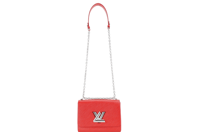 LOUIS VUITTON M50523 TWIST MM RED MEDIUM EPI LEATHER SILVER HARDWARE WITH DUST COVER