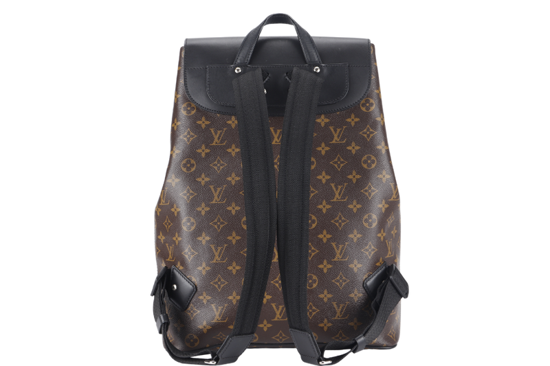 LOUIS VUITTON MACASSAR PARC (M40637) MONOGRAM CANVAS BACKPACK SILVER HARDWARE WITH DUST COVER