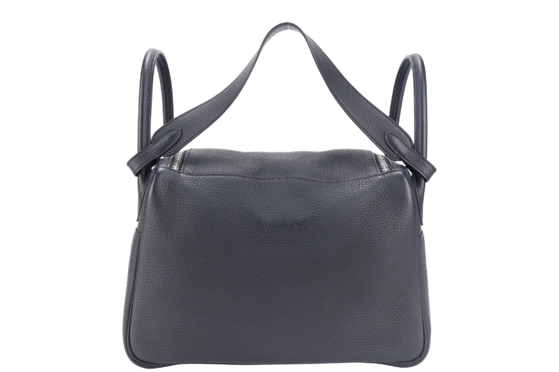 HERMES LINDY 30 BLACK CLEMENCE LEATHER PALLADIUM HARDWARE [STAMP X ( YEAR 2016)] WITH DUST COVER