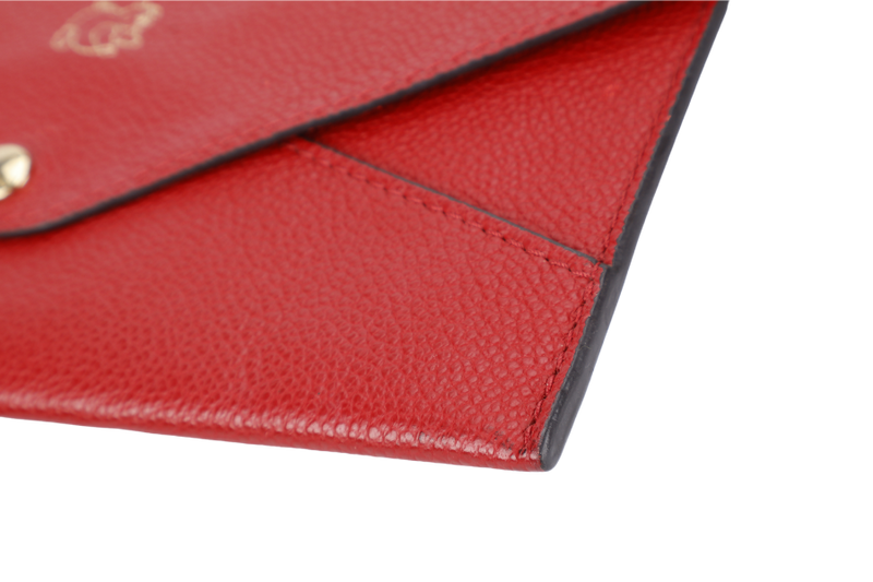 LOUIS VUITTON VEAU CACHEMIRE ENVELOPE POUCH CHINESE NEW YEAR PIG RED LEATHER GOLD HARDWARE NO DUST COVER