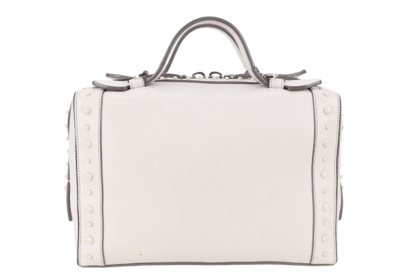 TOD'S DON BAULETTO LIGHT GREY CALF LEATHER SILVER HARDWARE WITH DUST COVER AND STRAPS