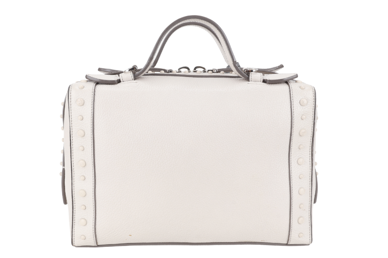 TOD'S DON BAULETTO LIGHT GREY CALF LEATHER SILVER HARDWARE WITH DUST COVER AND STRAPS