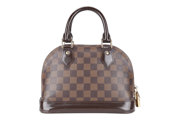 LOUIS VUITTON N40606 ALMA BB DAMIER EBENE CANVAS G0LD HARDWARE (INITIALS: FZ) WITH LONG STRAPS NO DUST COVER