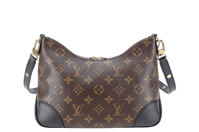 LOUIS VUITTON M45831 BOULOGNE PM MONOGRAM COATED CANVAS GOLD HARDWARE WITH DUST COVER AND BOX