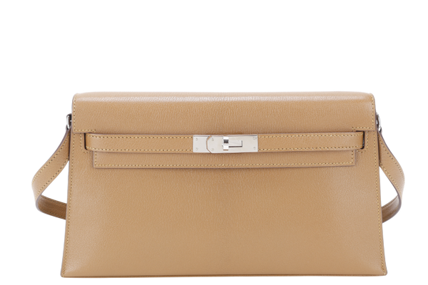 HERMES KELLY ELAN BRONZE DORE CHEVRE LEATHER SILVER HARDWARE STAMP W (YEAR 2024) WITH DUST COVER, BOX AND PAPER BAG