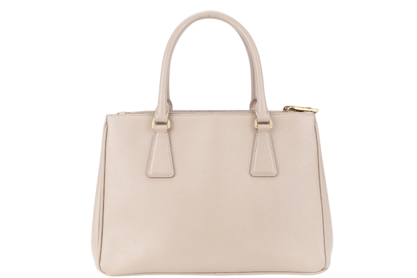 PRADA GALLERIA MEDIUM BEIGE SAFFIANO LEATHER GOLD HARDWARE WITH STRAPS AND DUST COVER