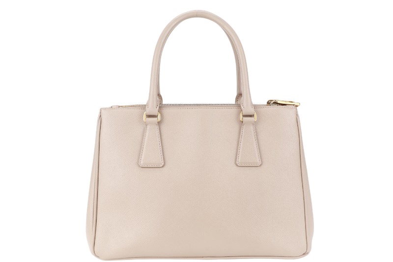 PRADA GALLERIA MEDIUM BEIGE SAFFIANO LEATHER GOLD HARDWARE WITH STRAPS AND DUST COVER