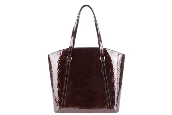 LOUIS VUITTON M91567 AVALON MM AMARANTE MONOGRAM VERNIS LEATHER GOLD HARDWARE WITH DUST COVER