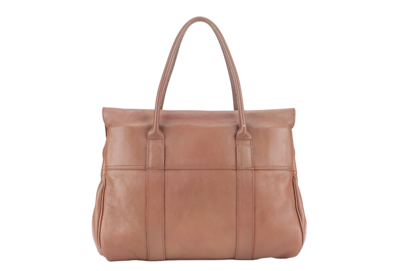 MULBERRY BAYSWATER TOTE BAG BROWN LEATHER GOLD HARDWARE WITH DUST COVER