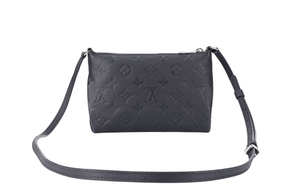 LOUIS VUITTON PALLAS CLUTCH BB (R98570) BLACK MONOGRAM EMPREINTE SILVER HARDWARE NO DUST COVER