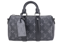 LOUIS VUITTON M46271 SPEEDY BANDOULIERE 25 MONOGRAM ECLIPSE CANVAS SILVER HARDWARE WITH STRAPS, DUST COVER AND BOX