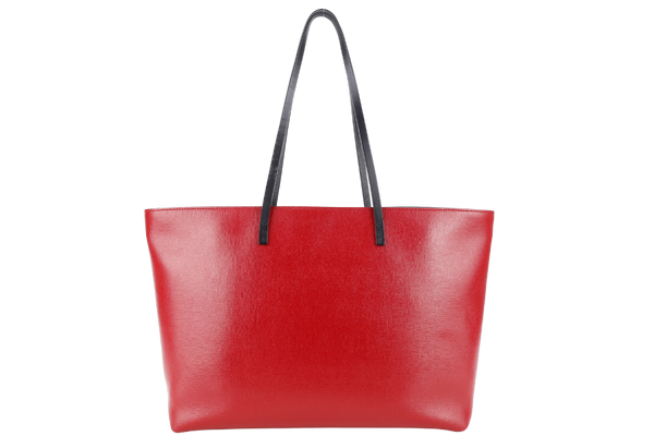 FENDI MONSTER ROLL TOTE RED LEATHER SILVER HARDWARE WITH DUST COVER