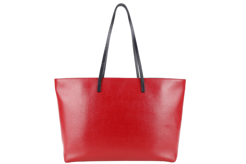 FENDI MONSTER ROLL TOTE RED LEATHER SILVER HARDWARE WITH DUST COVER