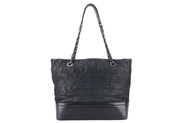 CHANEL VIP TOTE BLACK QUILTED IREDESCENT CALFSKIN LEATHER RUTHENIUM HARDWARE 1494xxxx SILVER HARDWARE WITH CARD AND DUST COVER